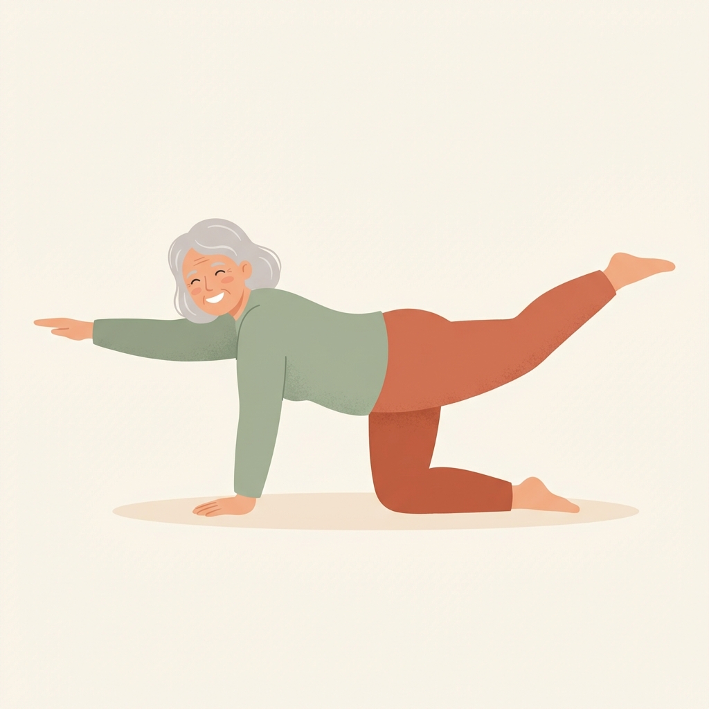 Illustration d'une personne faisant l'exercice chien-oiseau